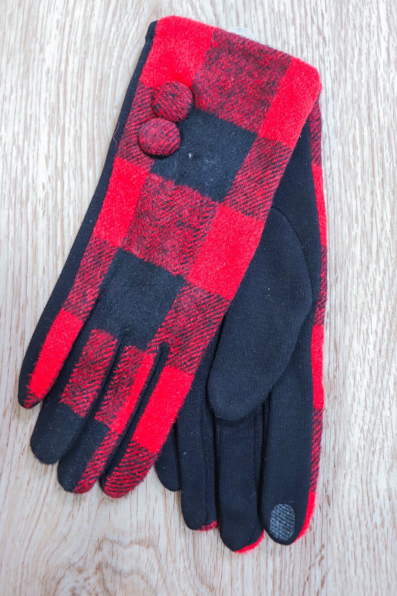 red black flannel boxy glove