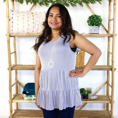 Blue Tiered Baby Ribbed Top