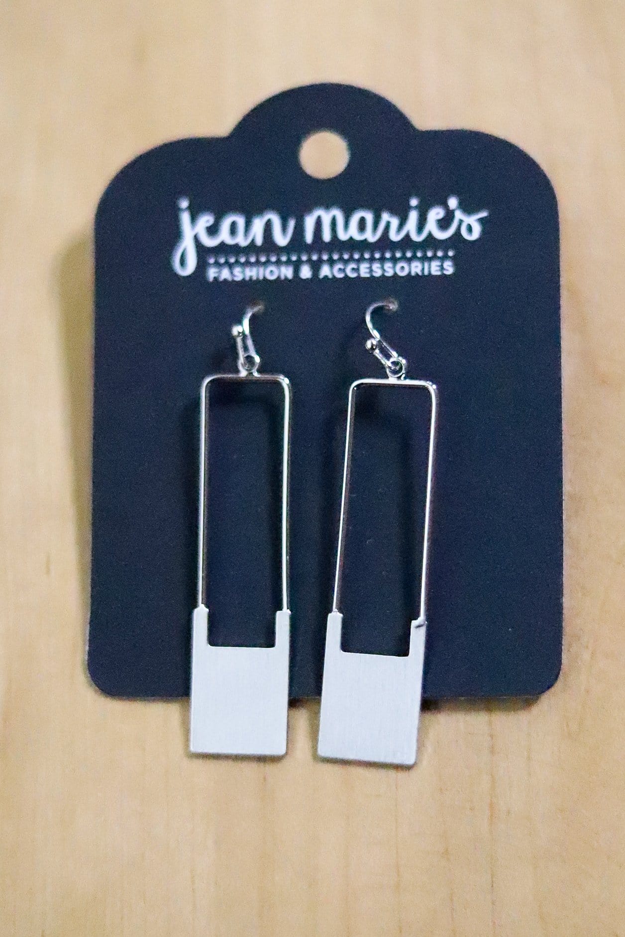 blue grey rectangular earring 