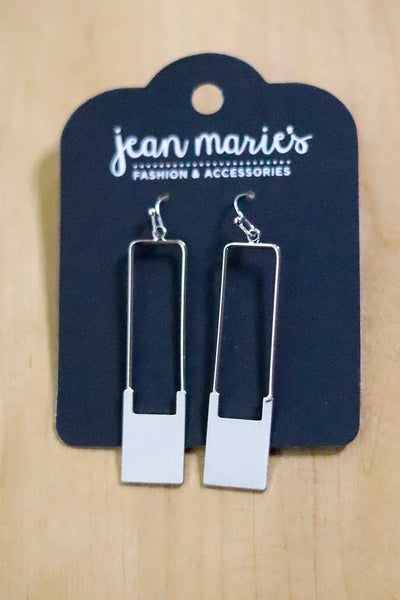blue grey rectangular earring 
