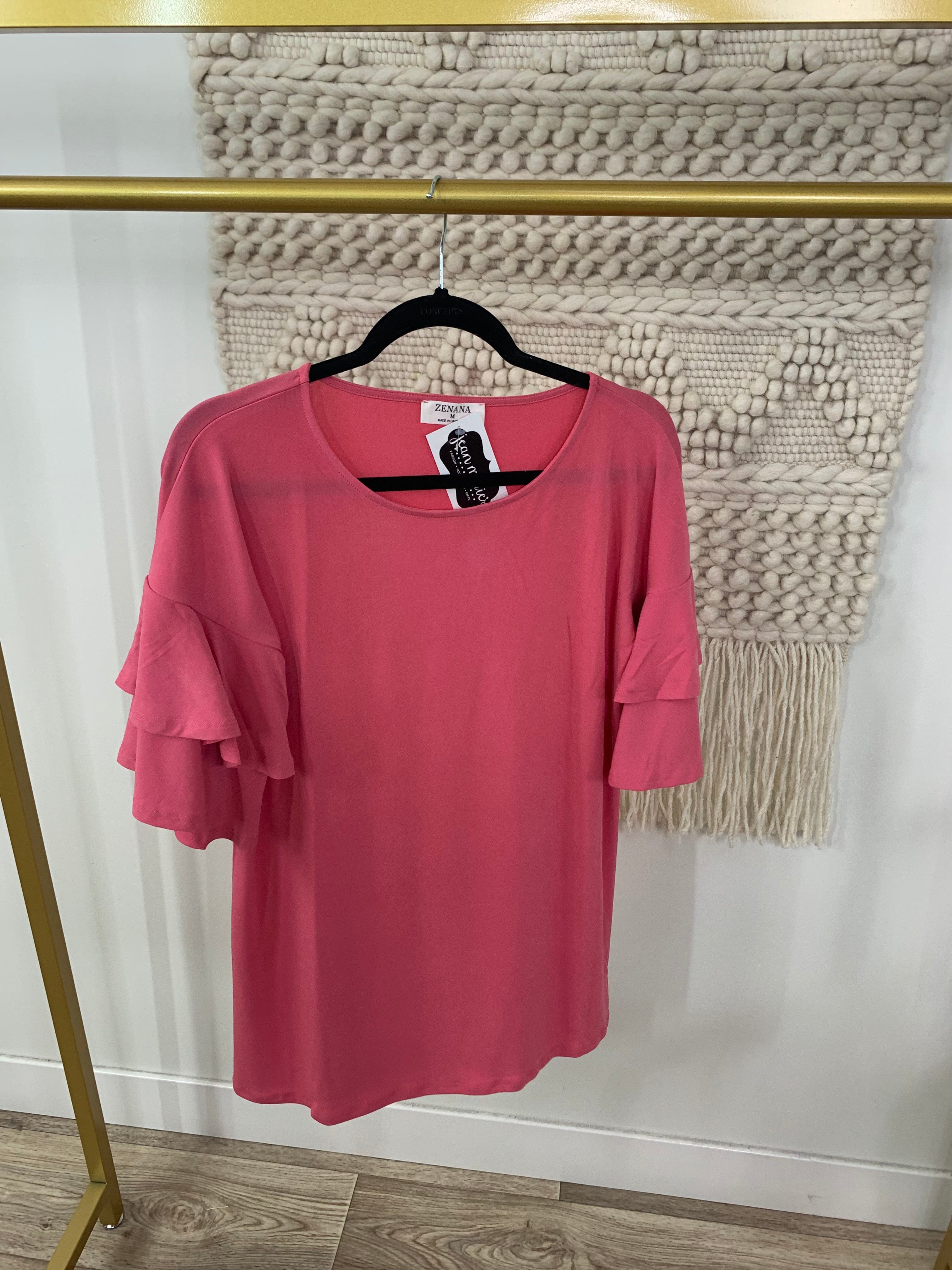 Desert Rose Double Ruffle Sleeve Top