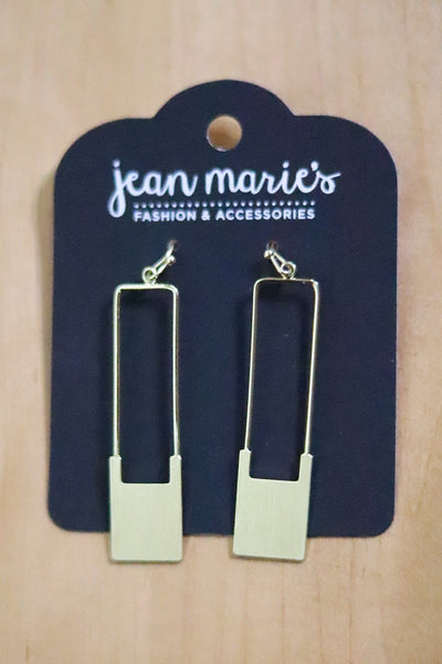 green satin rectangular earring 