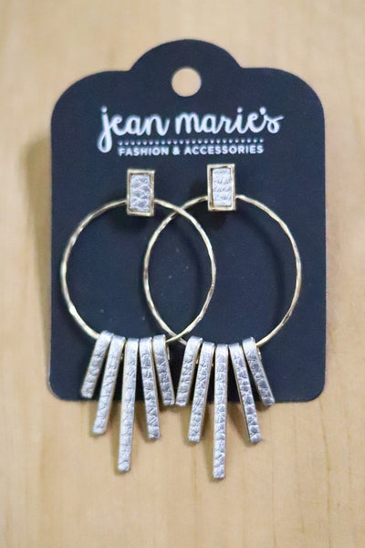 painted silver leather startburst earring 