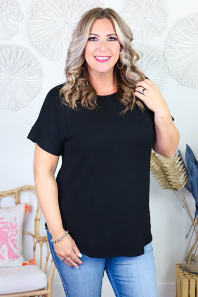 Basic Boatneck Rolled Sleeve Tee