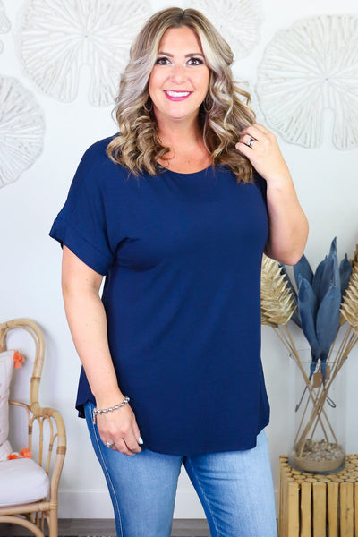 Basic Boatneck Rolled Sleeve Tee