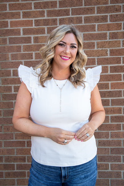 Ivory Ruffle Shoulder Top