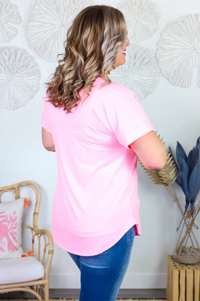 Basic Boatneck Rolled Sleeve Tee