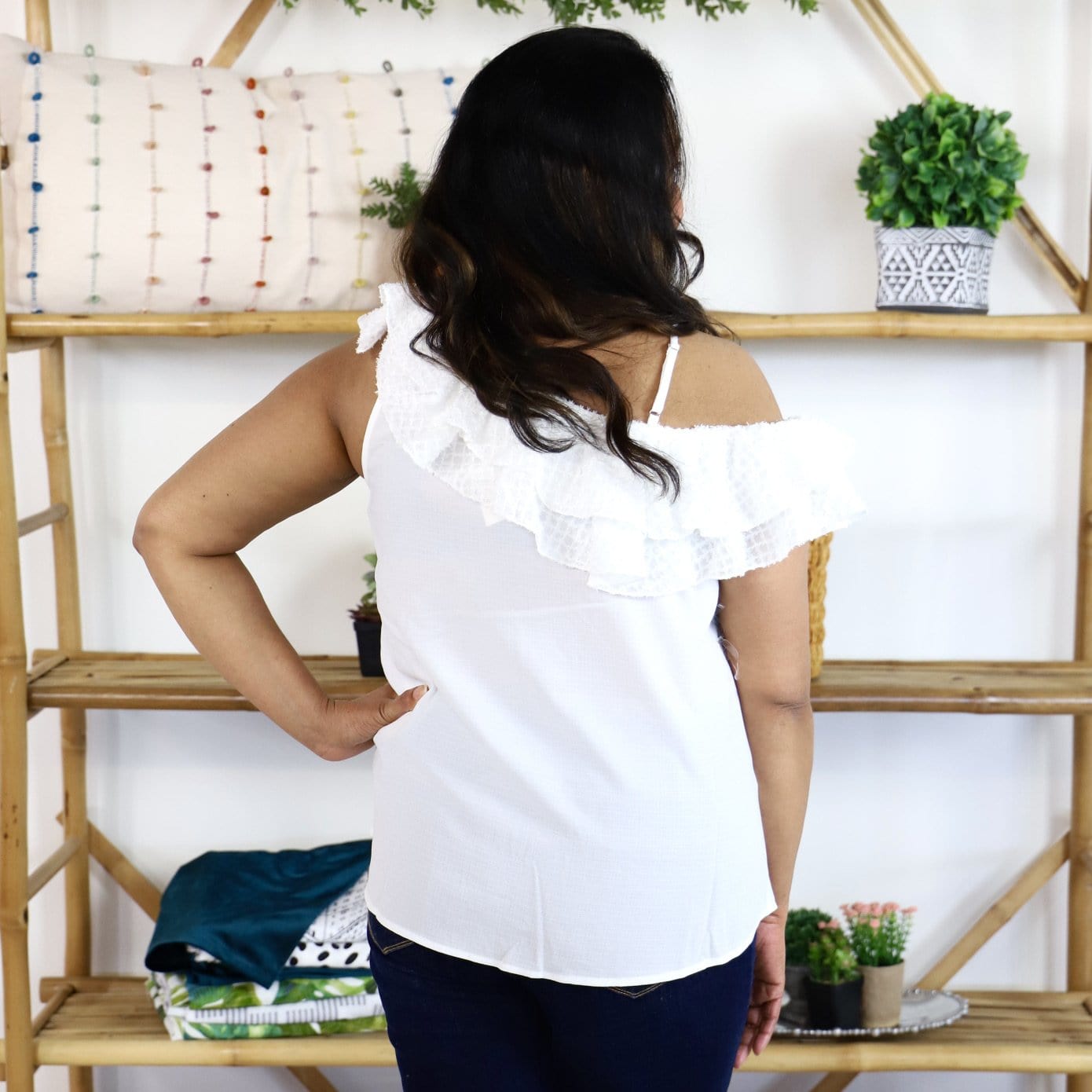 One Shoulder Ruffle Blouse