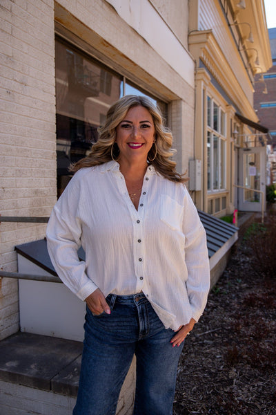 Ivory Gauze Collared Shirt