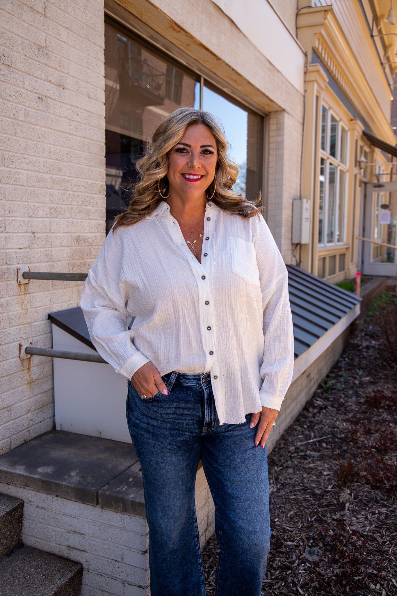 Ivory Gauze Collared Shirt