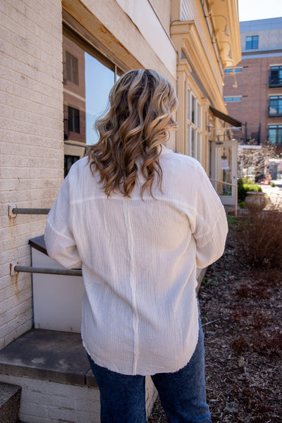 Ivory Gauze Collared Shirt