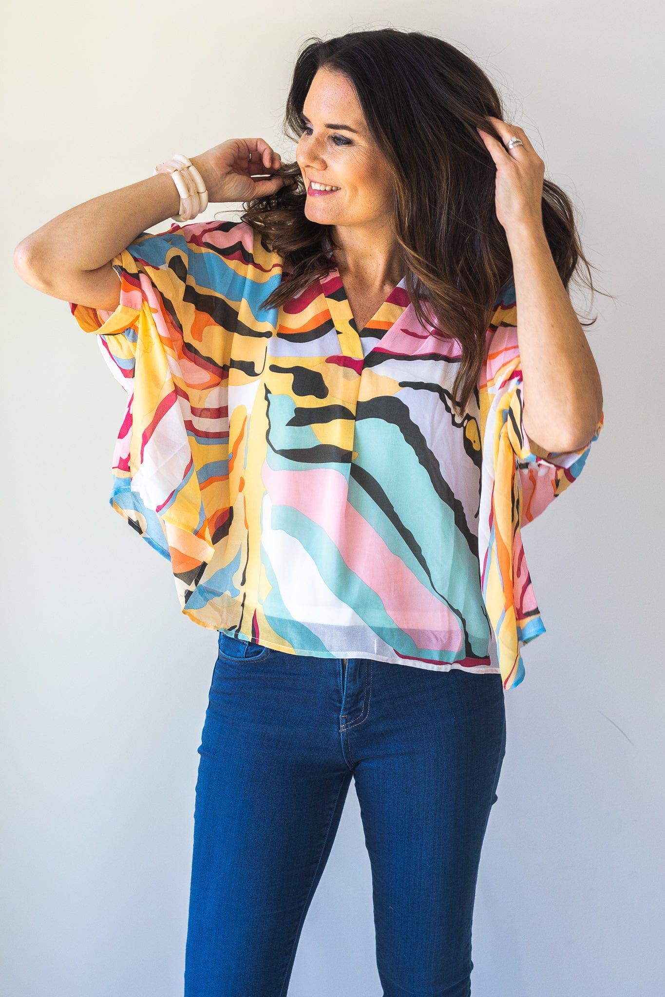 Abstract Animal Print Blouse