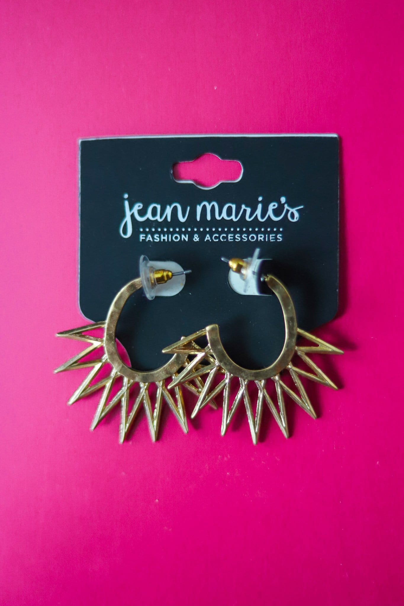 golden half sun jagged earring 