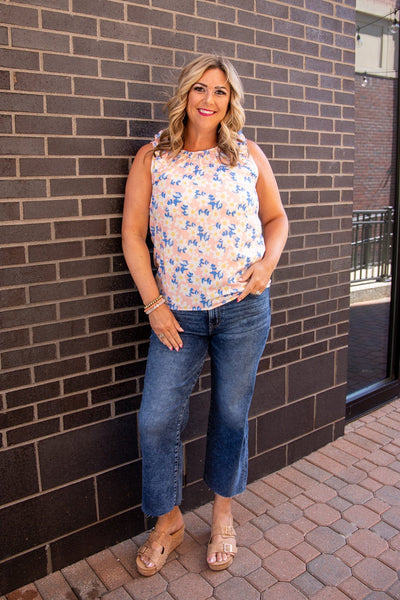 Blush & Blue Floral Tank Top