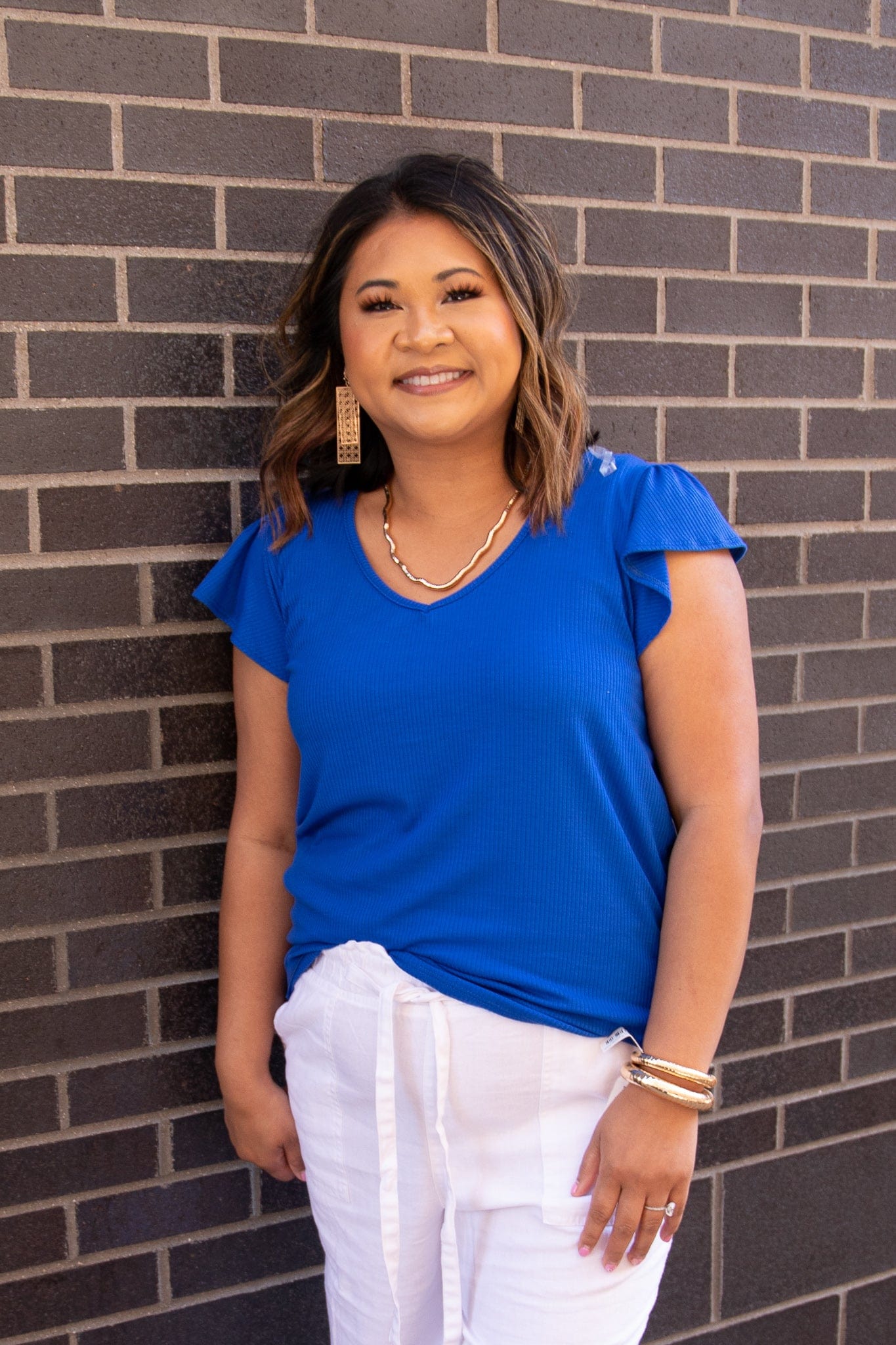 Royal Flutter Sleeve Top