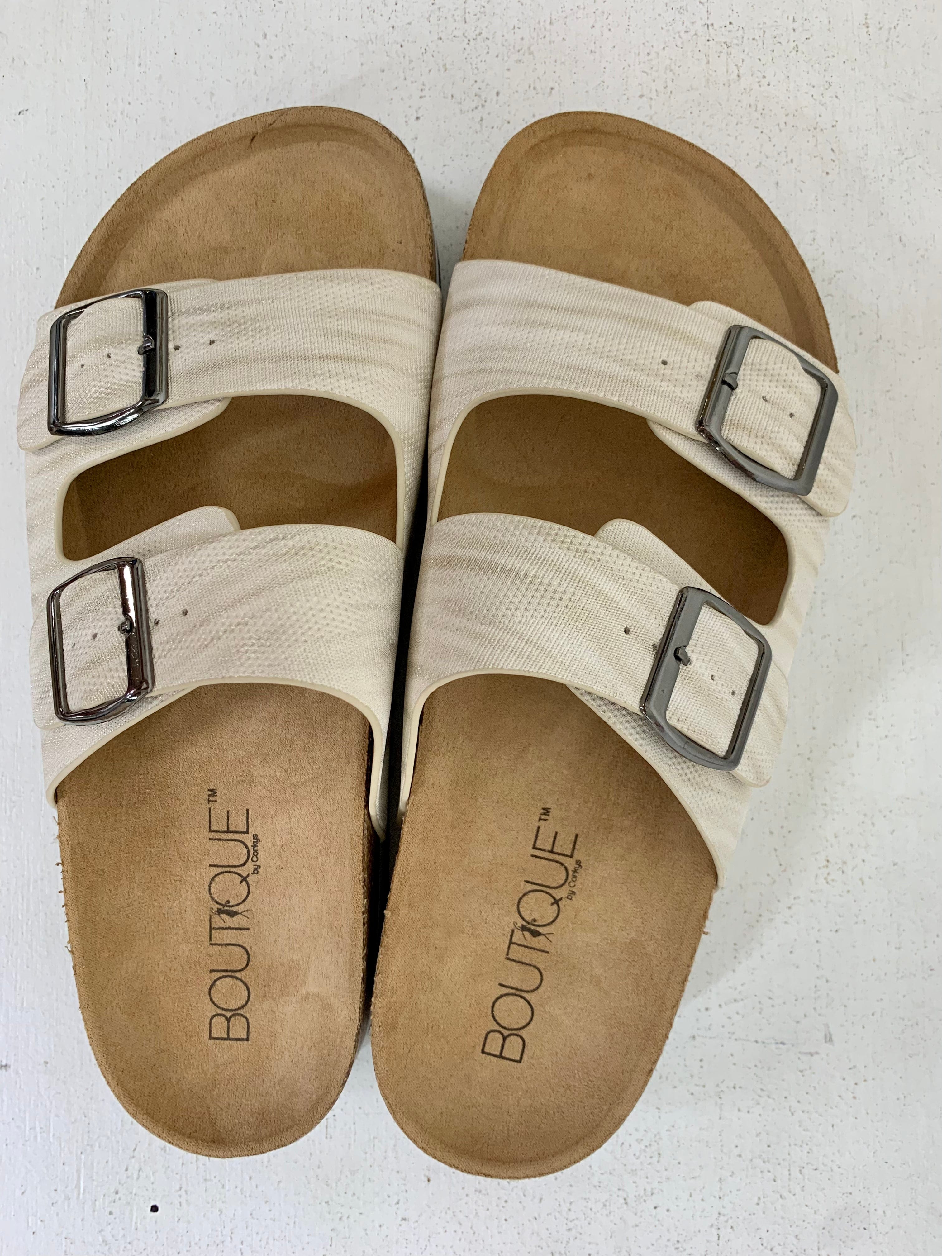 White Metallic Beach Babe Sandals