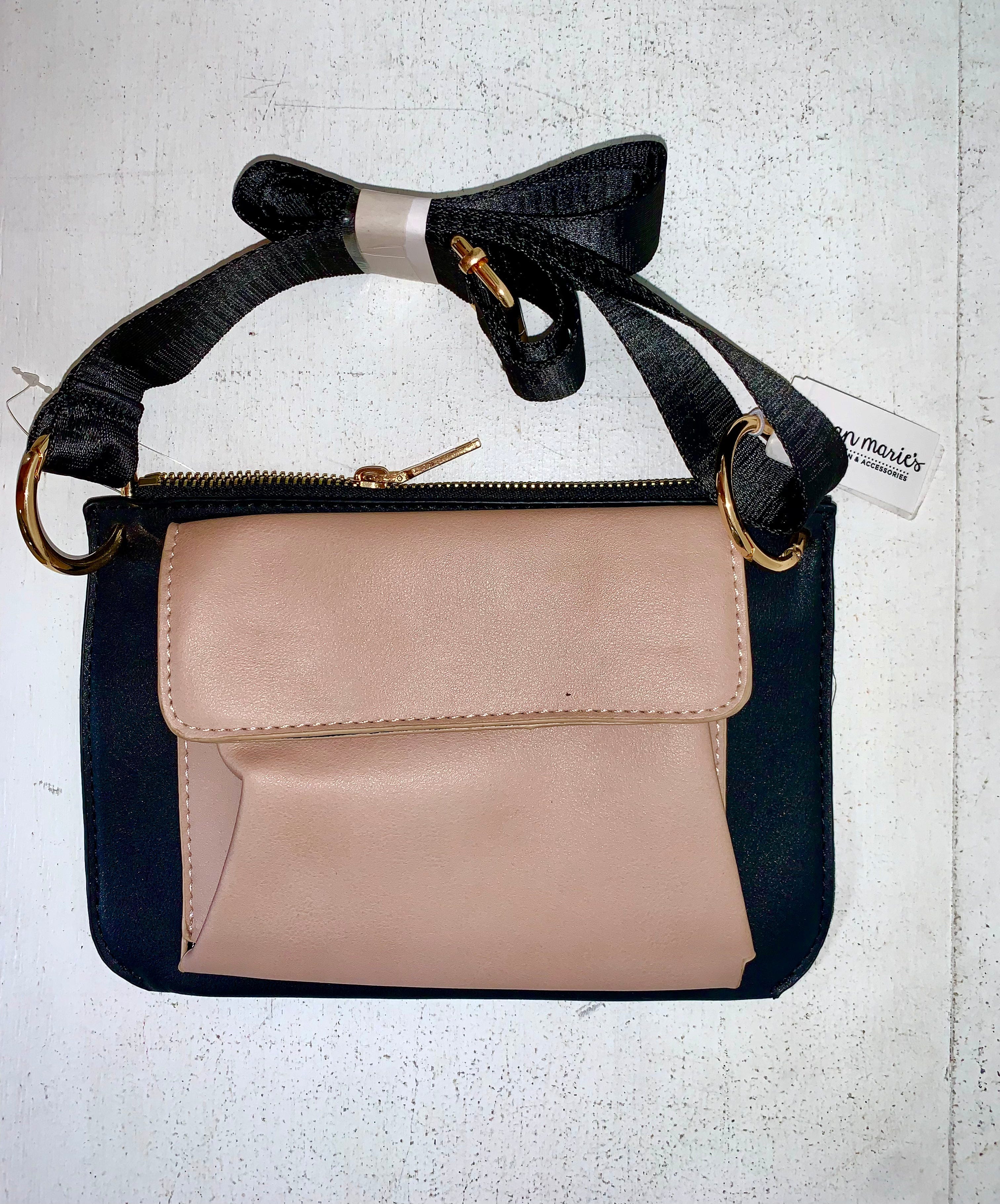 Black & Pink Pocket Crossbody