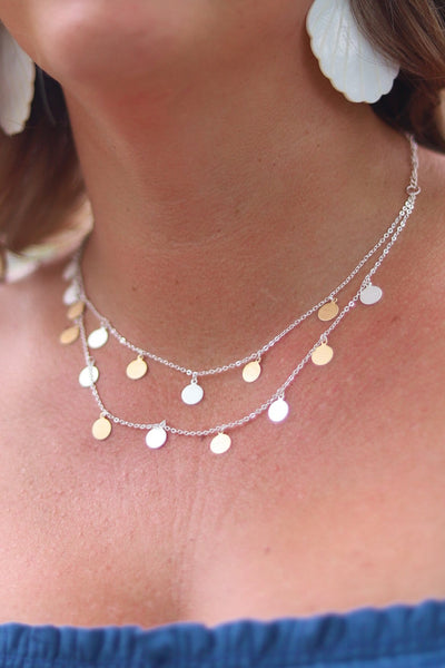 Matte Disc Hang Double Layer Necklace