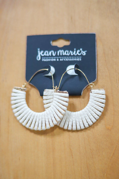 white leather earring 