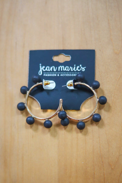 black beaded hoop earring 