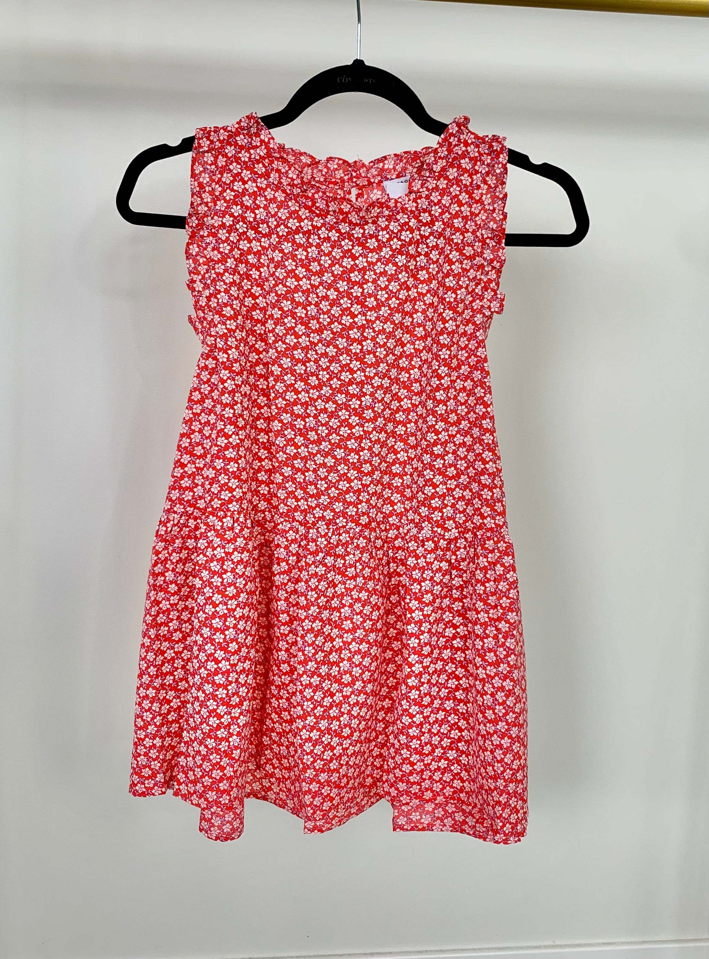 Red Floral Ruffle Detail Tank