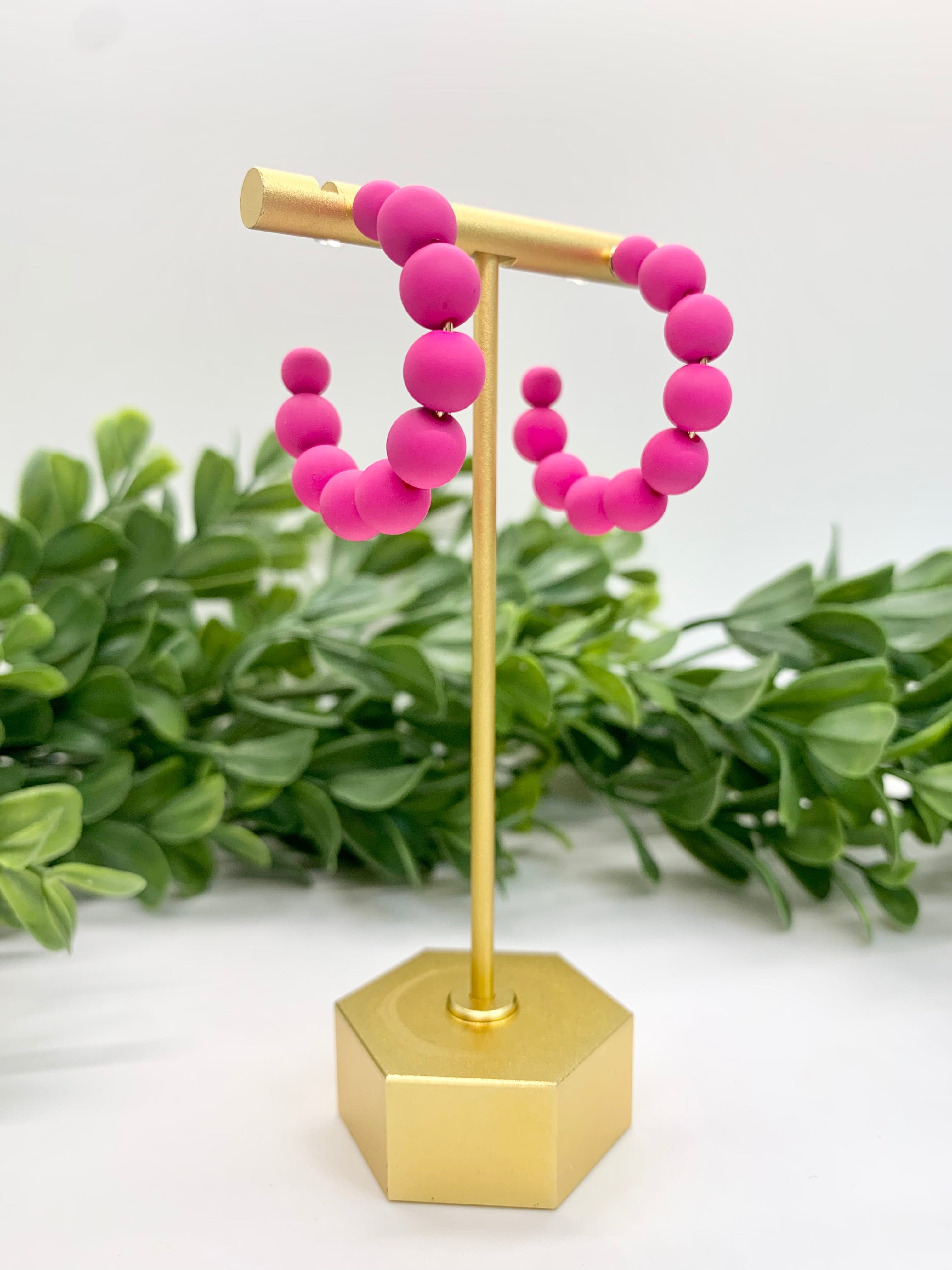 Pink Balled Hoops
