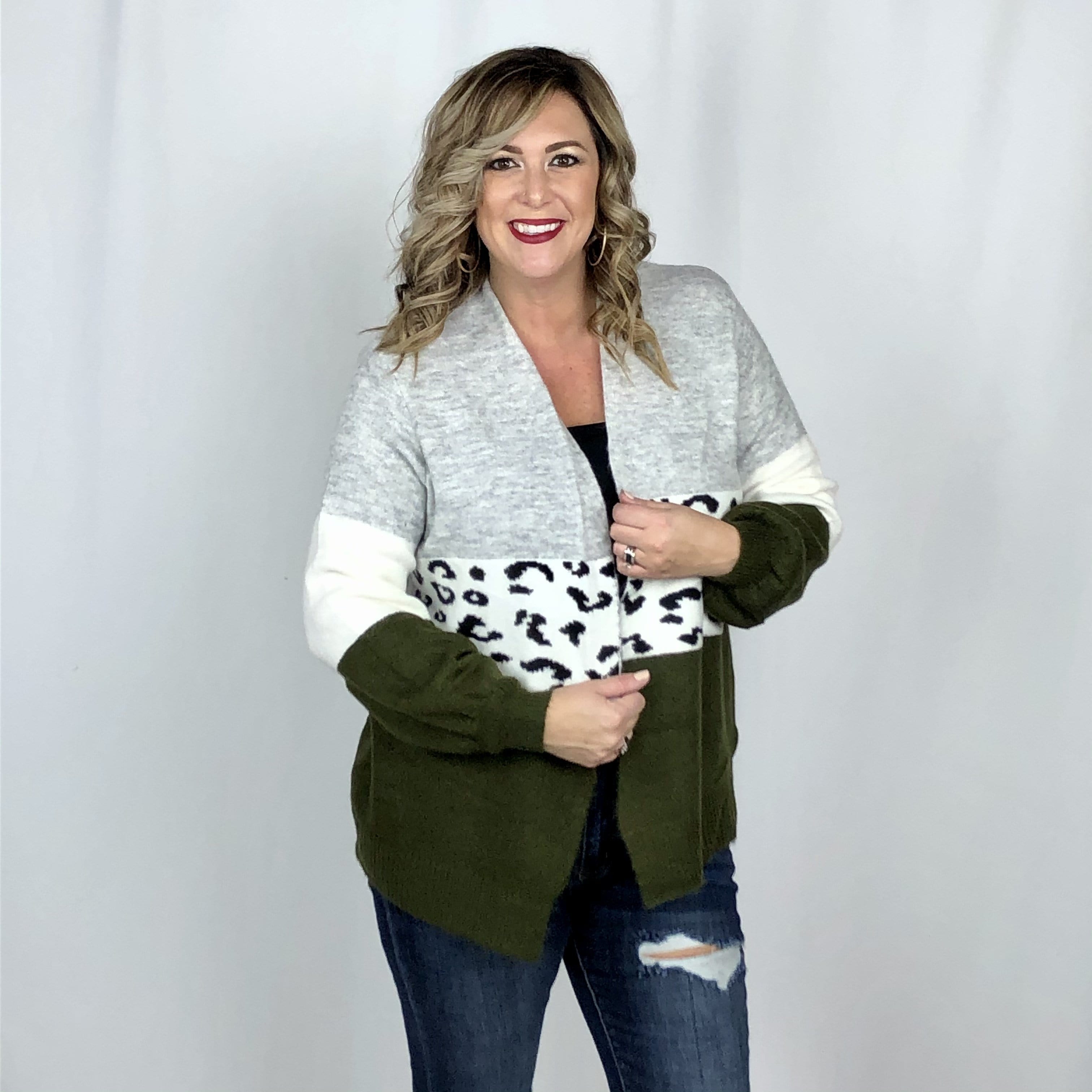 Leopard Colorblock Cardigan