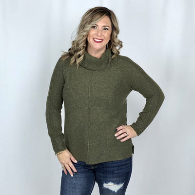 Center Seam Cowl Neck Sweater