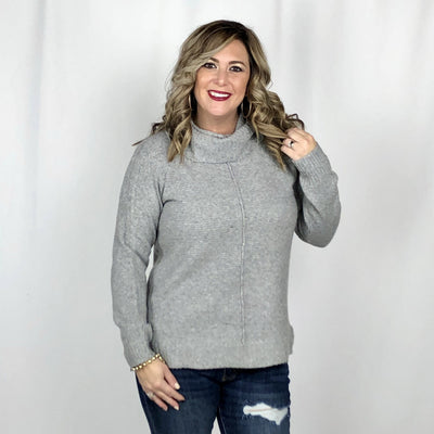 Center Seam Cowl Neck Sweater