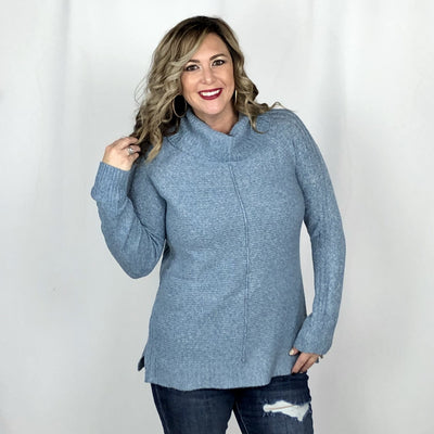 Center Seam Cowl Neck Sweater