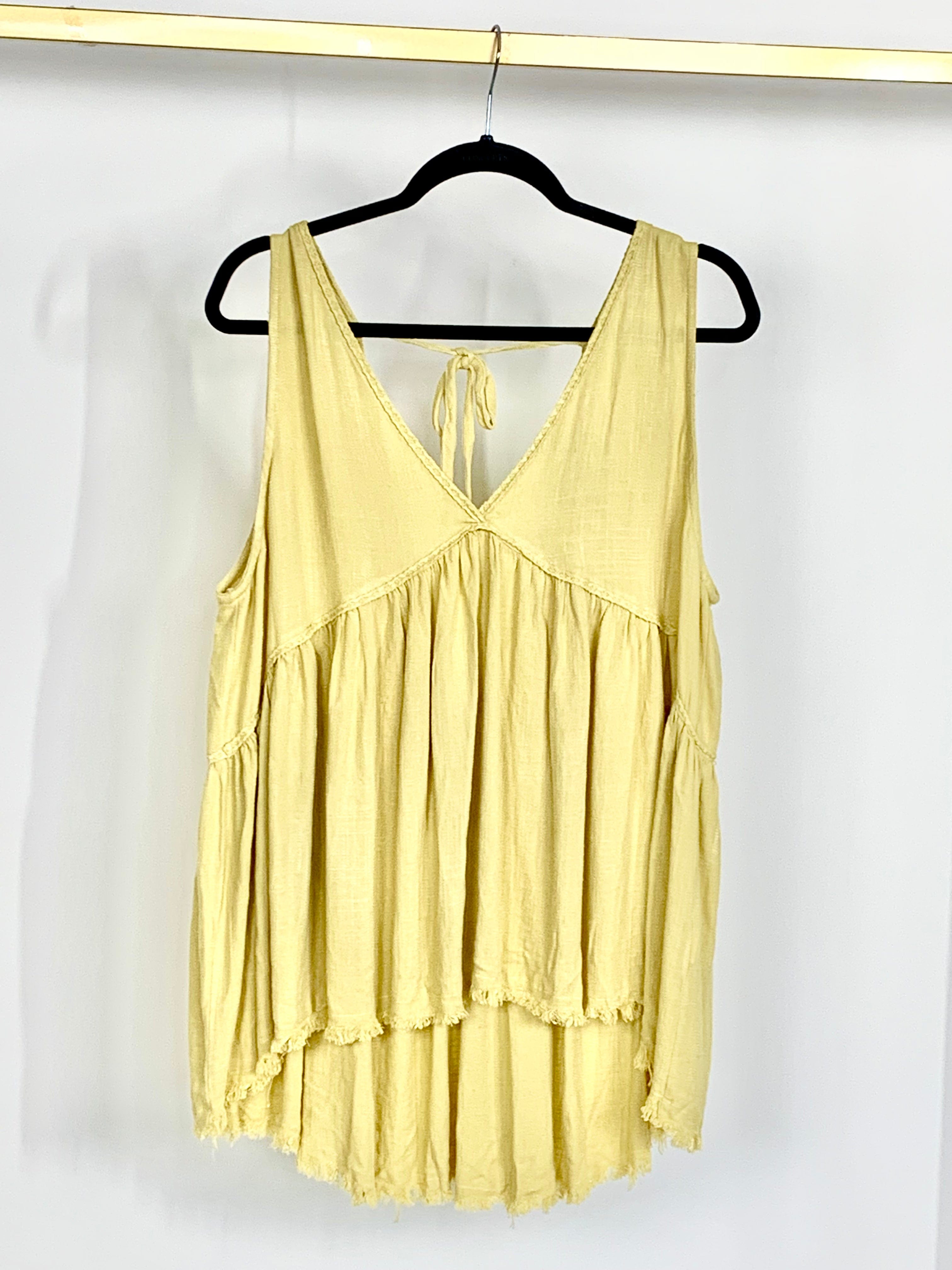 Marigold Frayed Hem Babydoll Tank