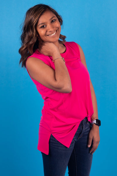 Hot Pink Side Slit Favorite Tank