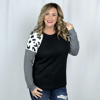 Animal Print Shoulder Sweater