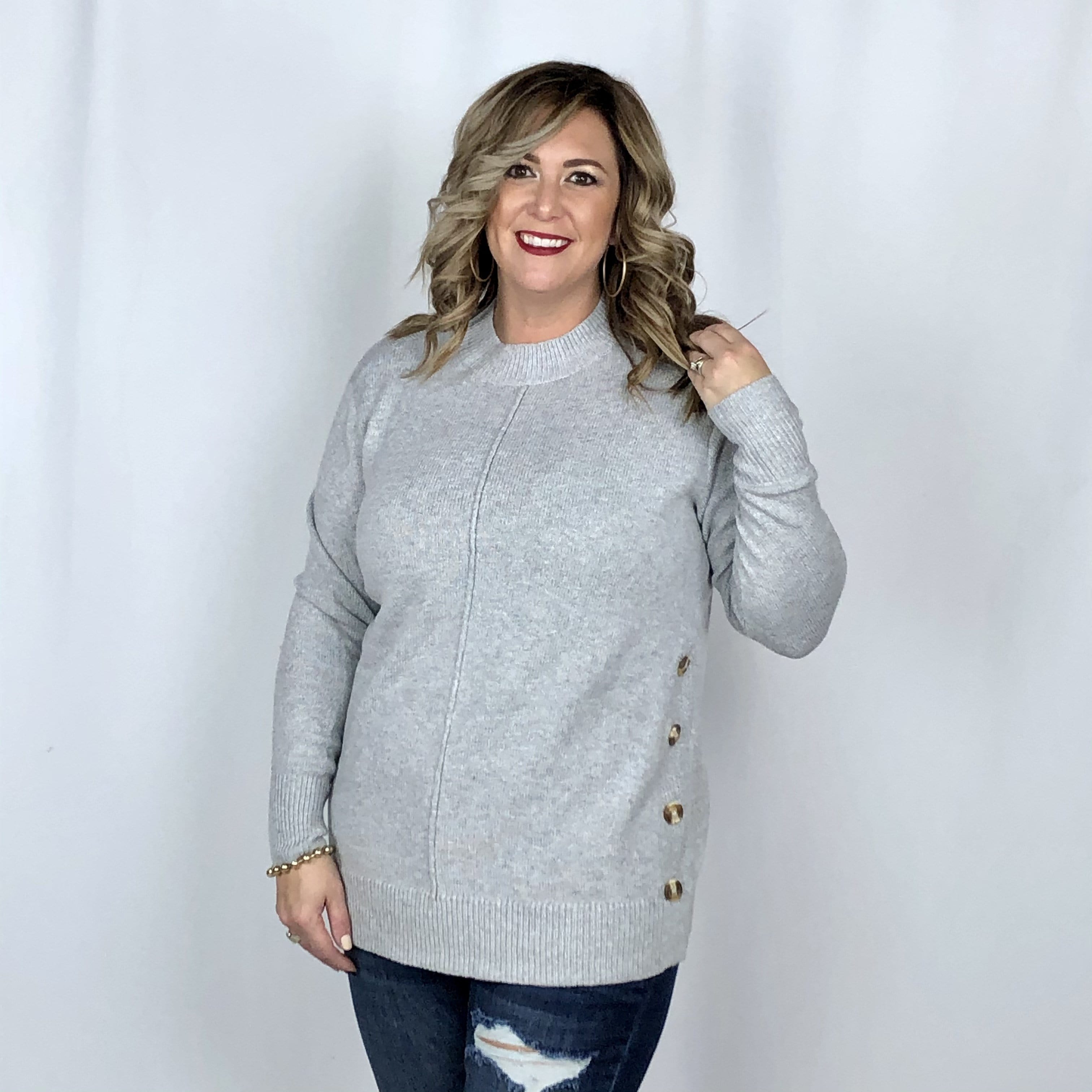 Center Seam Button Sweater