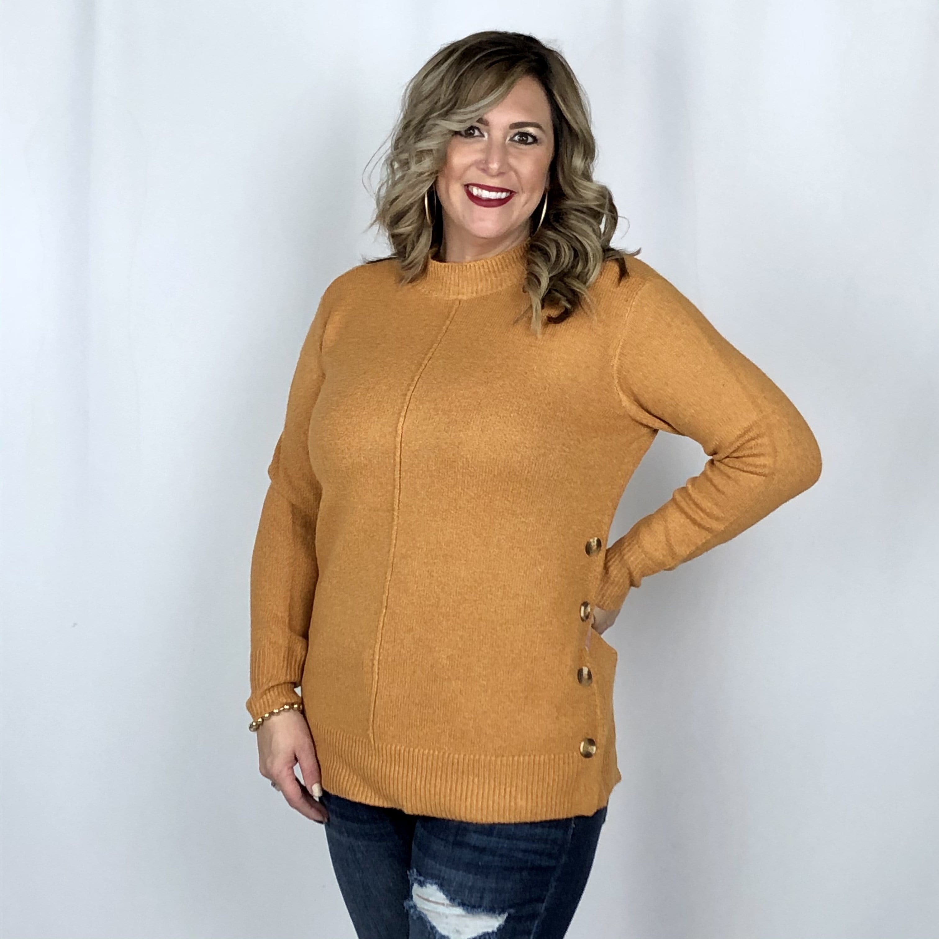 Center Seam Button Sweater