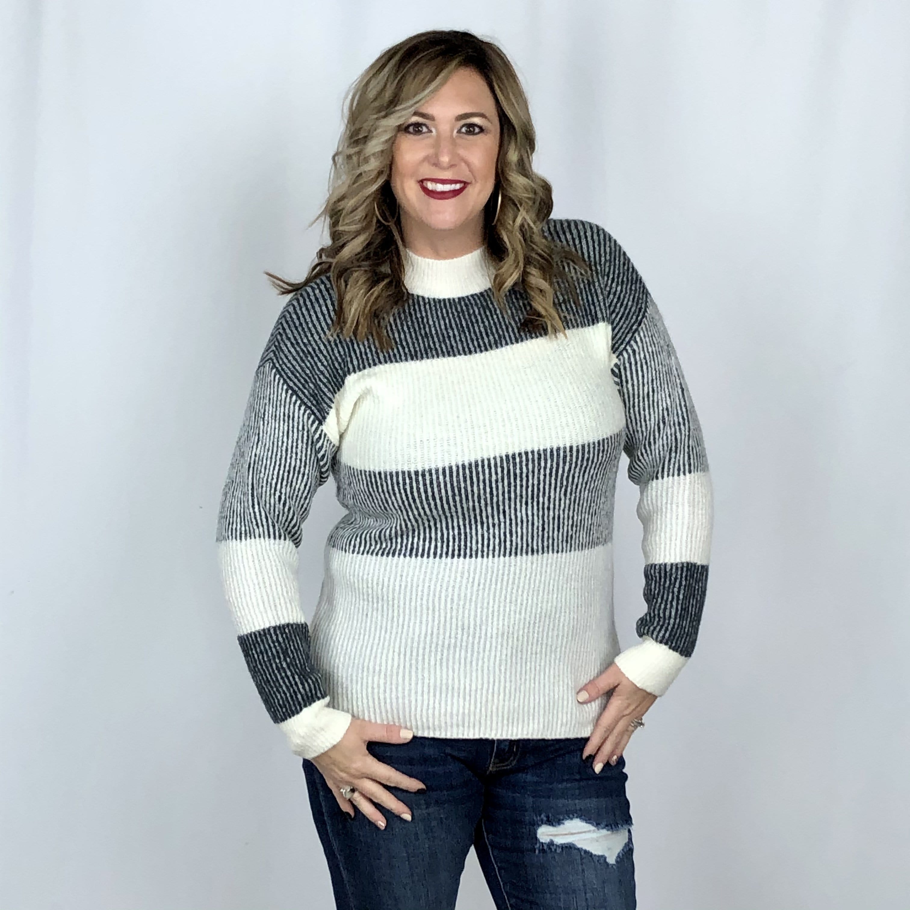 Winter Snow Stripe Sweater