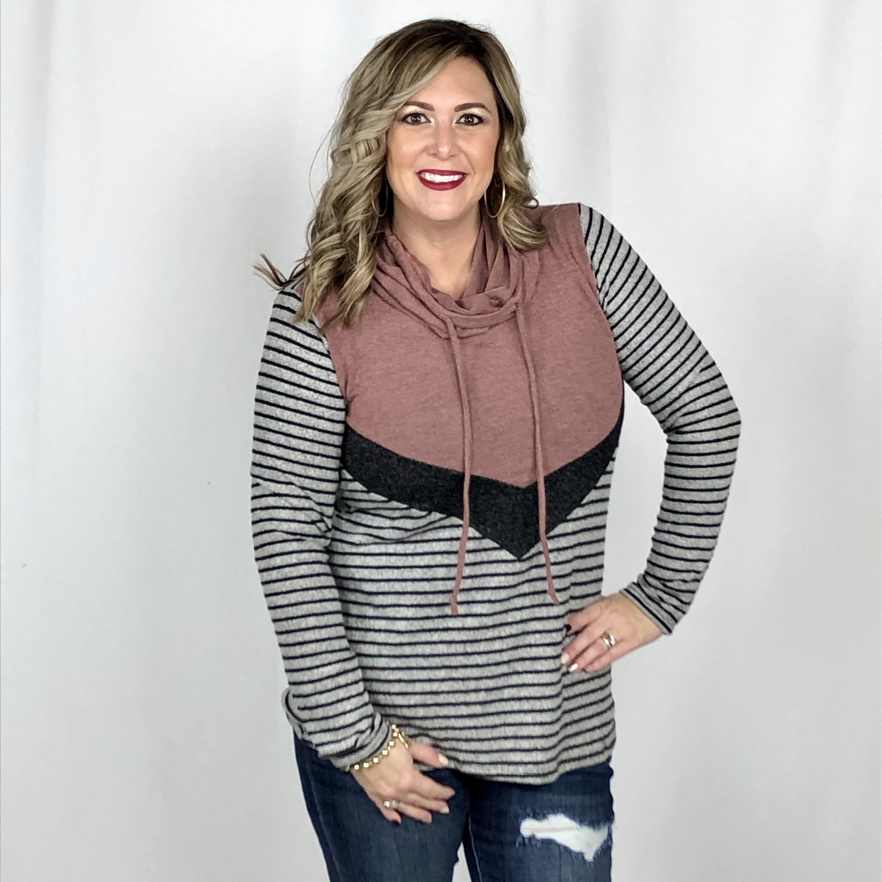 Brushed Tri Colorblock Hood Pullover
