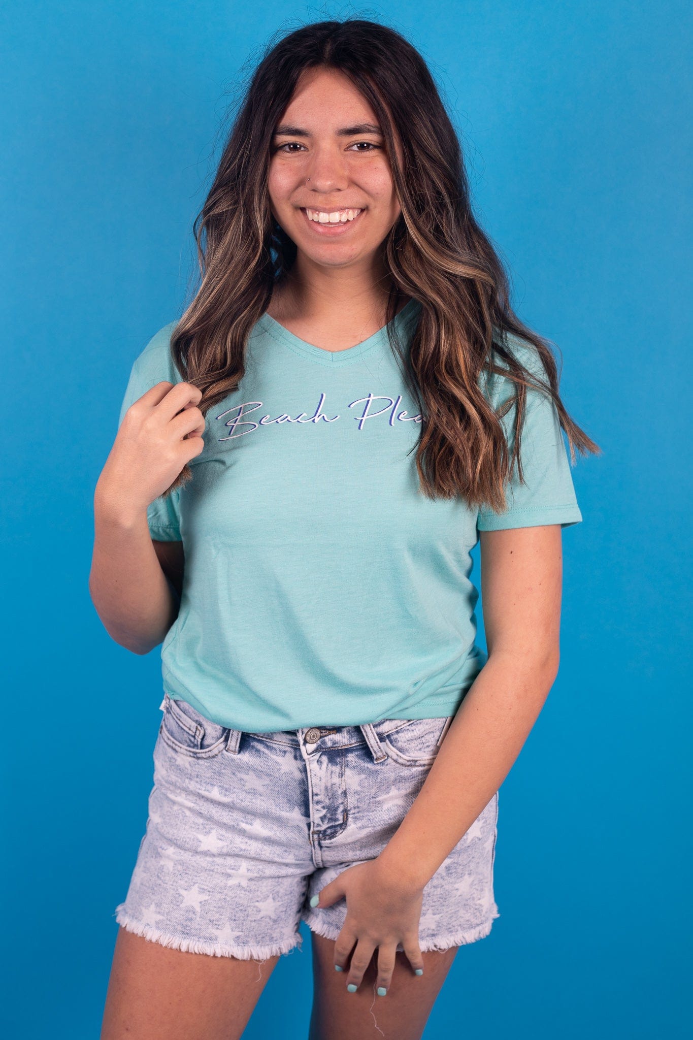 Beach Please VNeck Tee