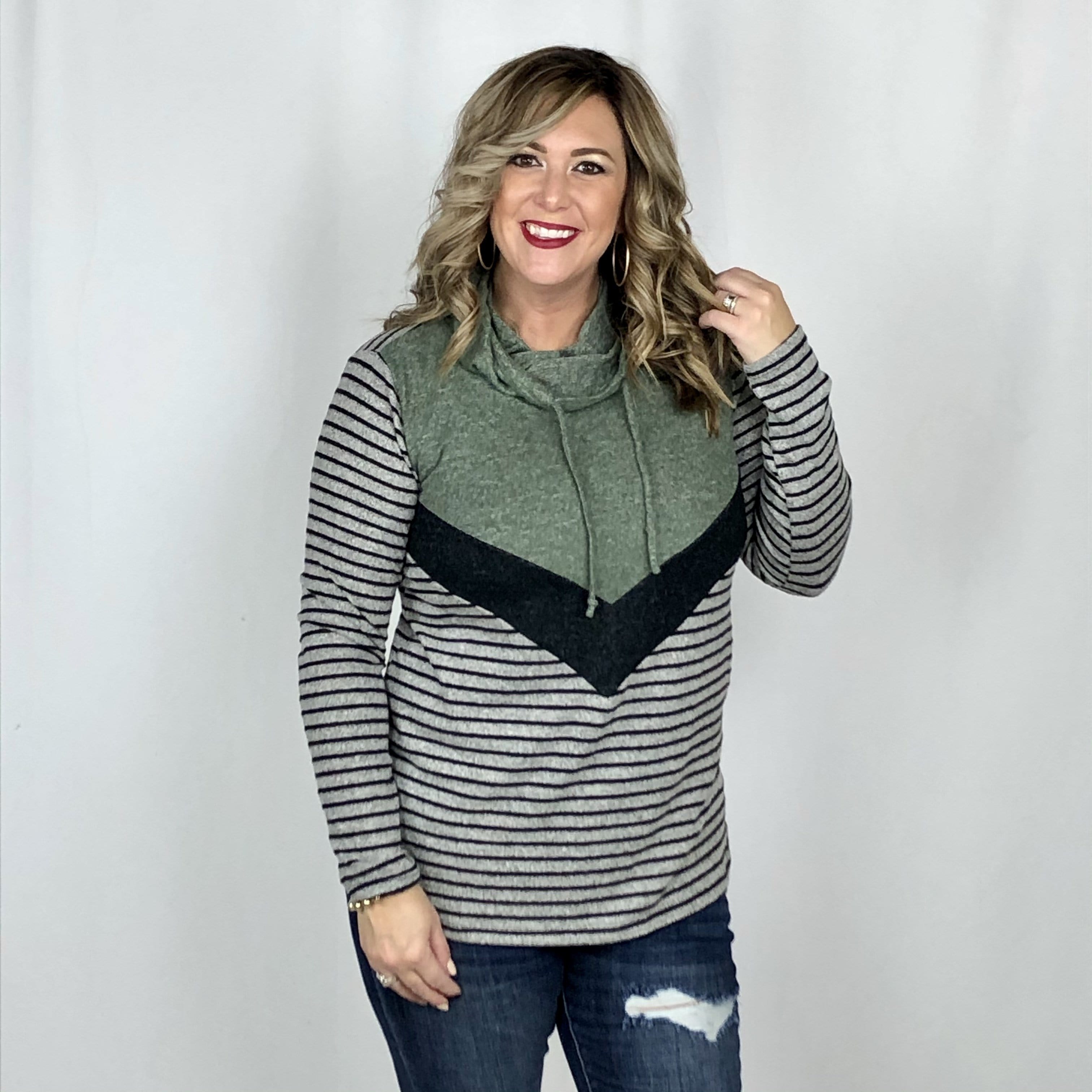 Brushed Tri Colorblock Hood Pullover