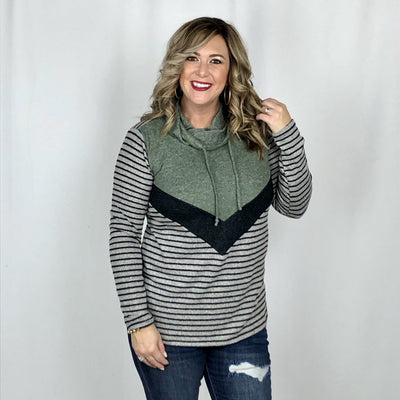 Brushed Tri Colorblock Hood Pullover