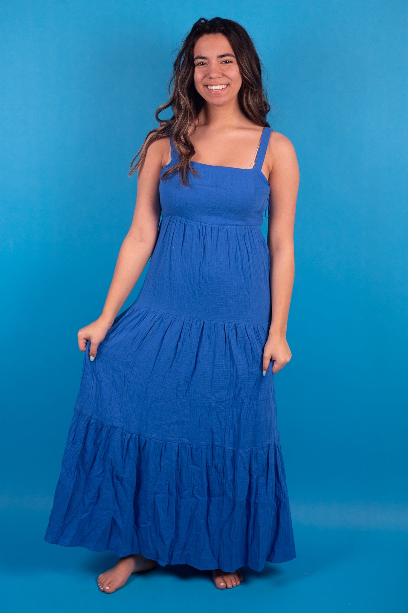 Blue Tiered Maxi Dress