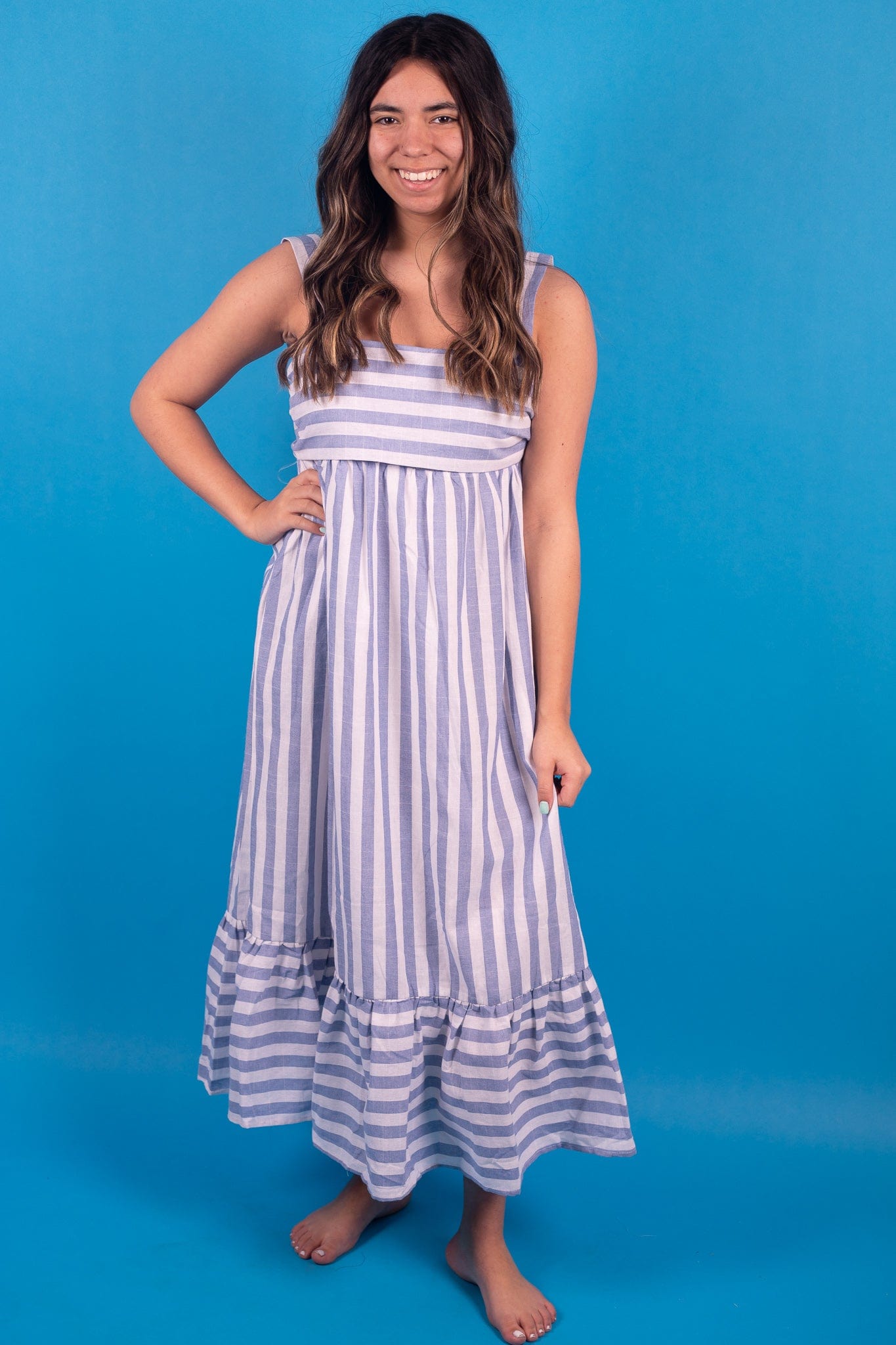 Blue Cabana Stripe Dress