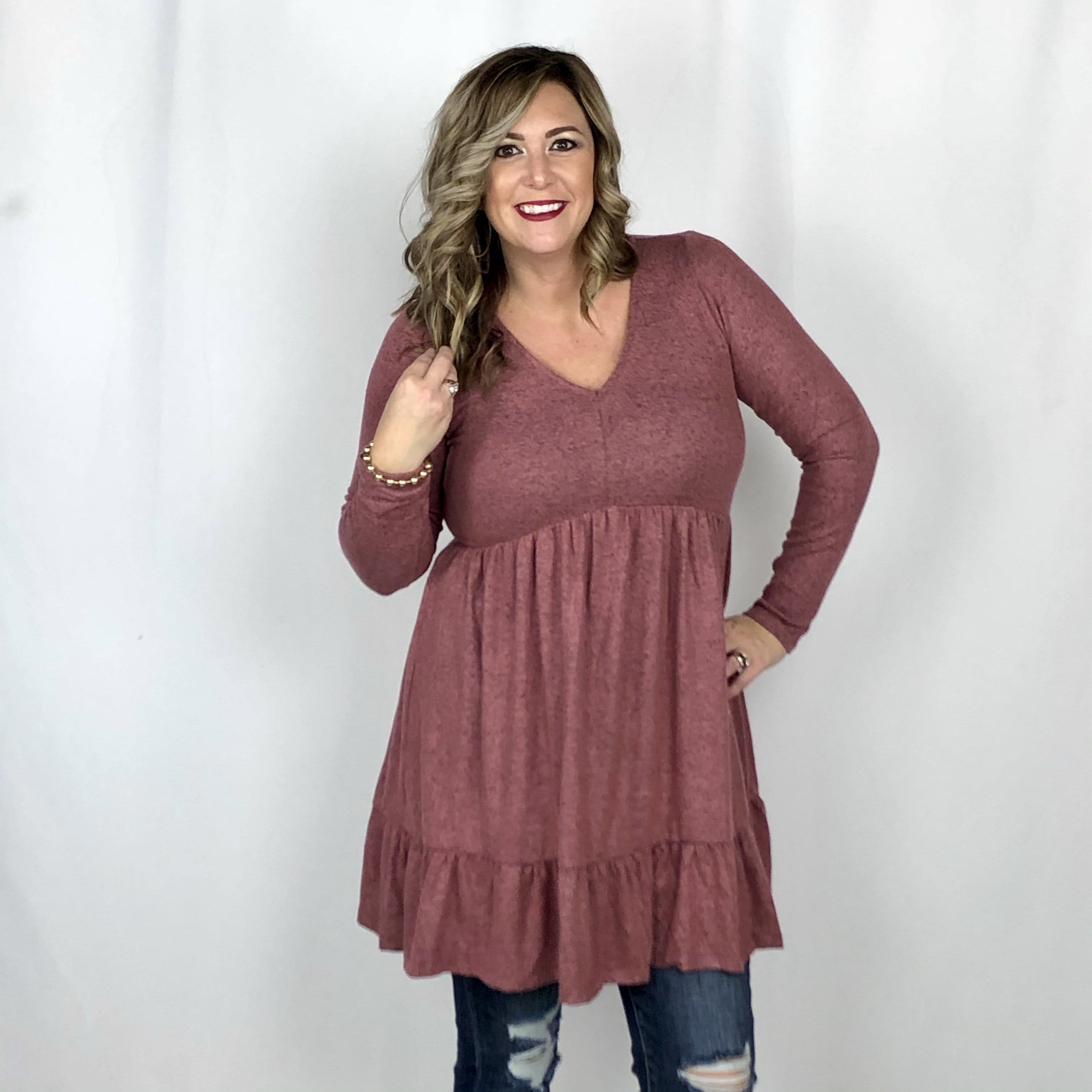 Vneck Babydoll Sweater Dress