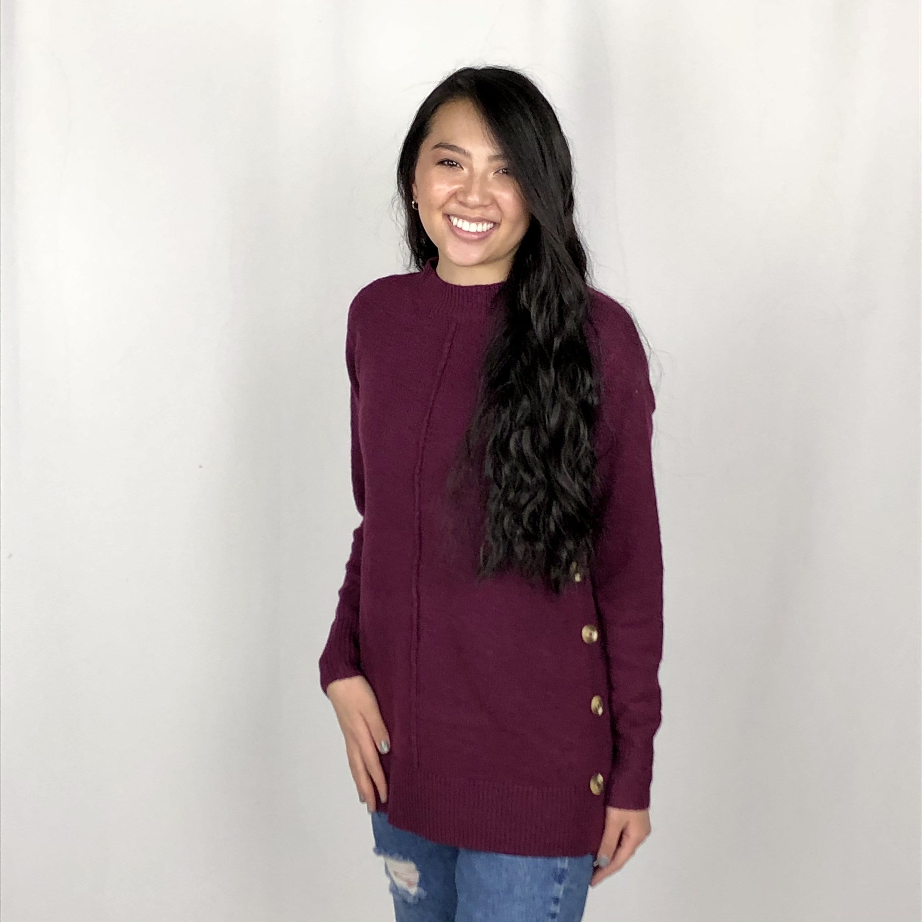 Center Seam Button Sweater