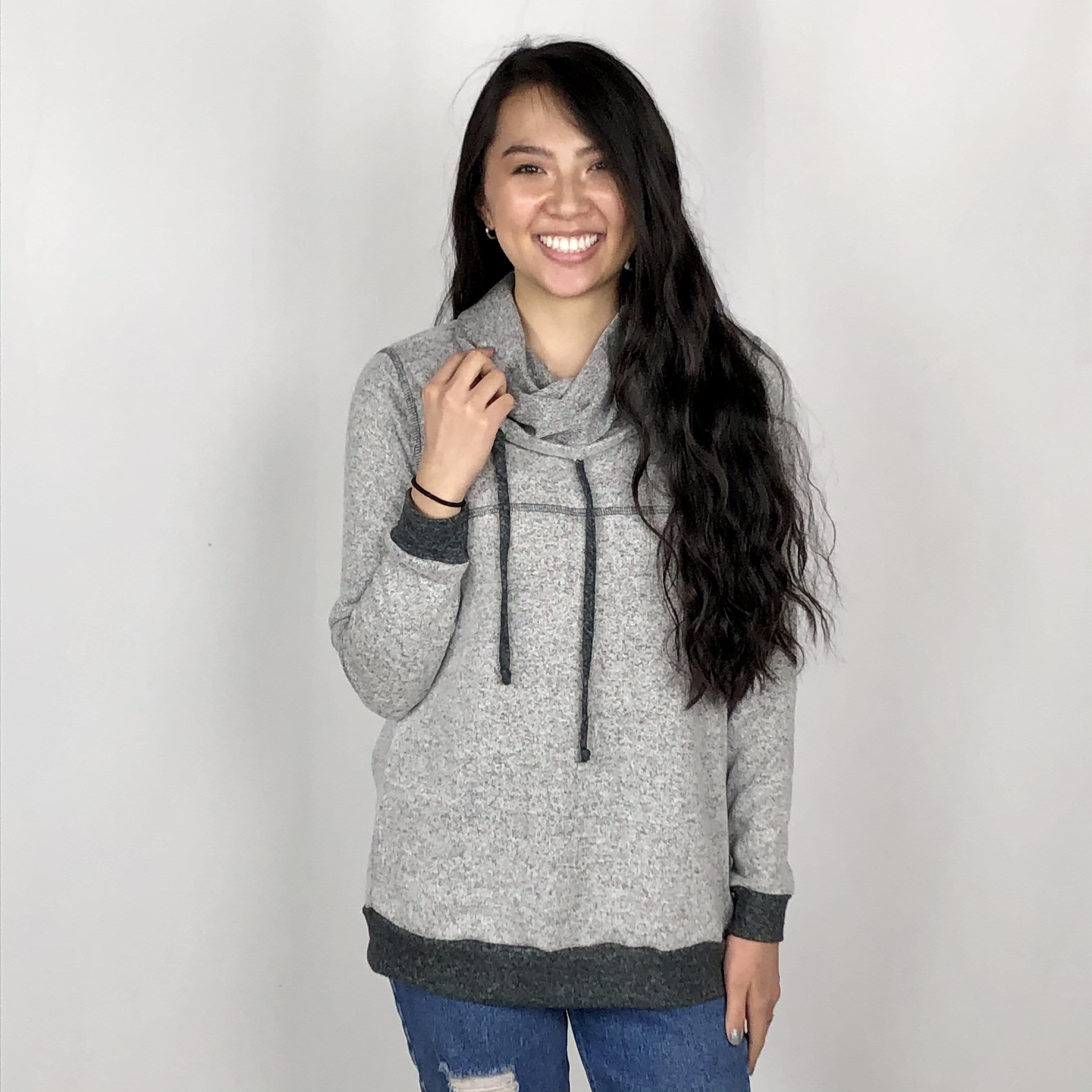 Cowl Gray Hacci Top