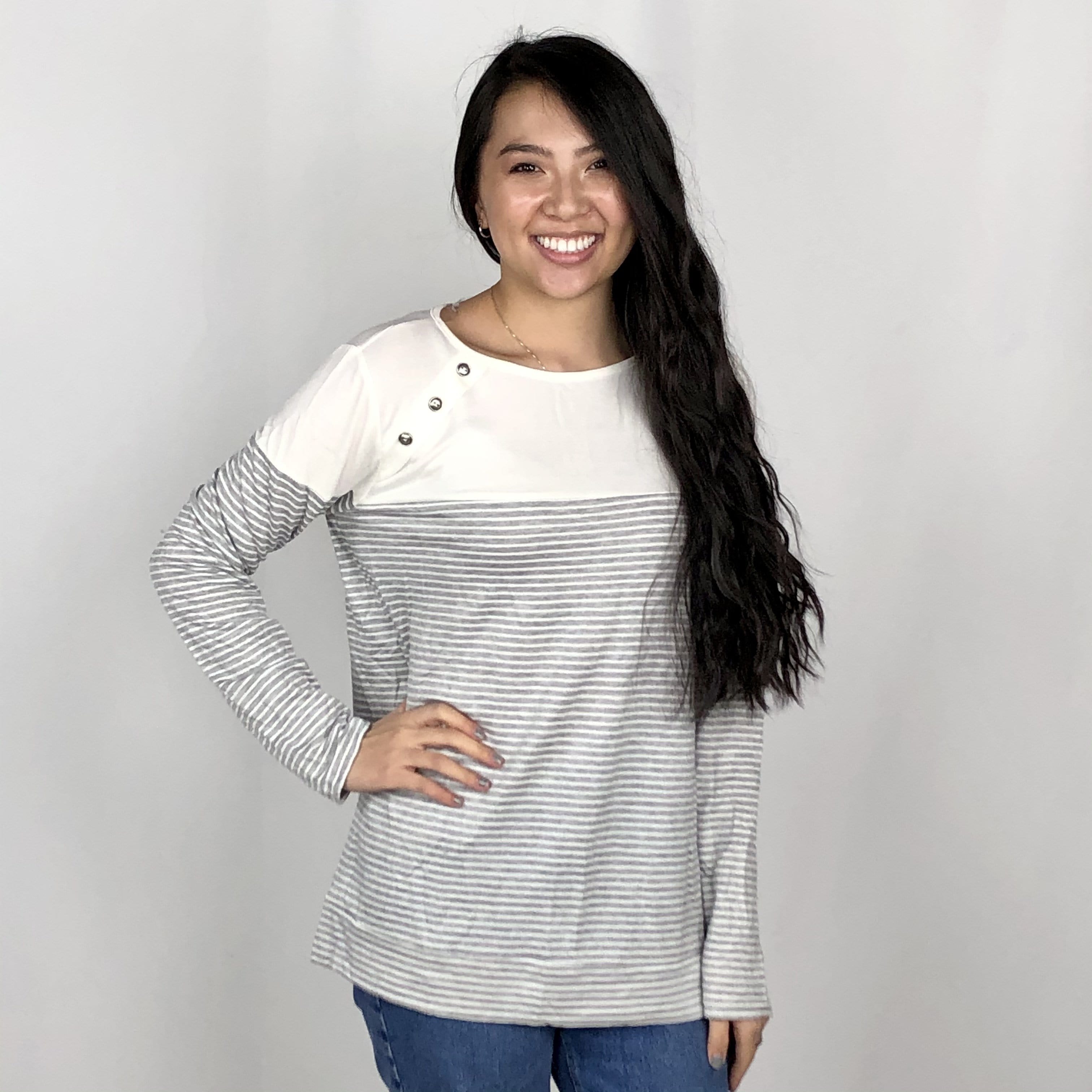 Button Stripe Top