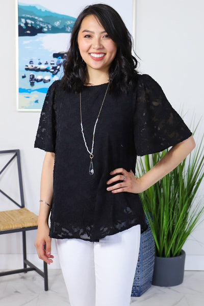 Solid Jacquared Lined Blouse