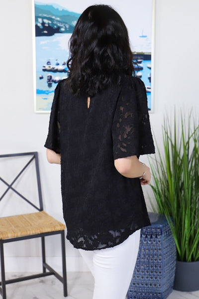 Solid Jacquared Lined Blouse