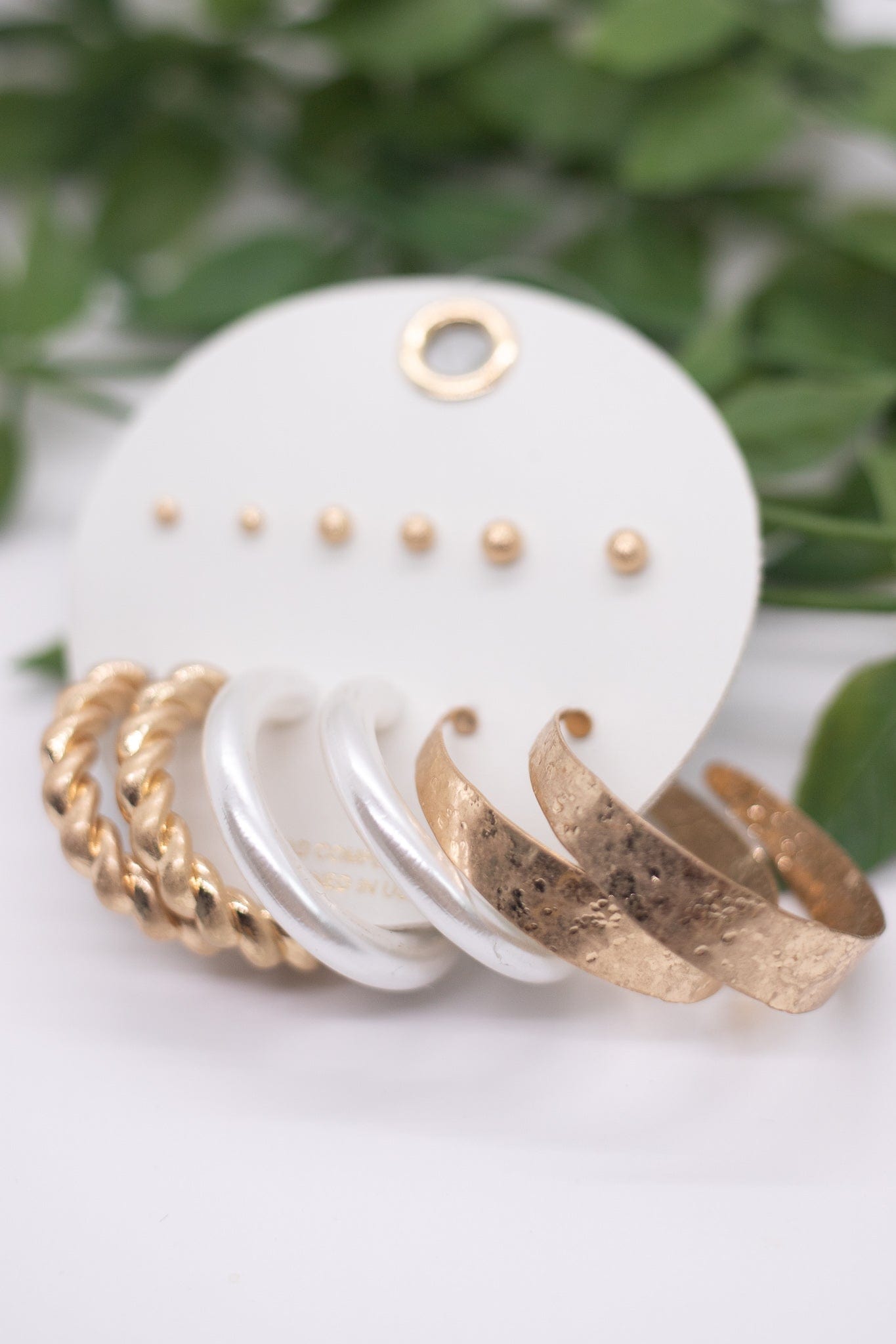 Gold Texture Hoop Set