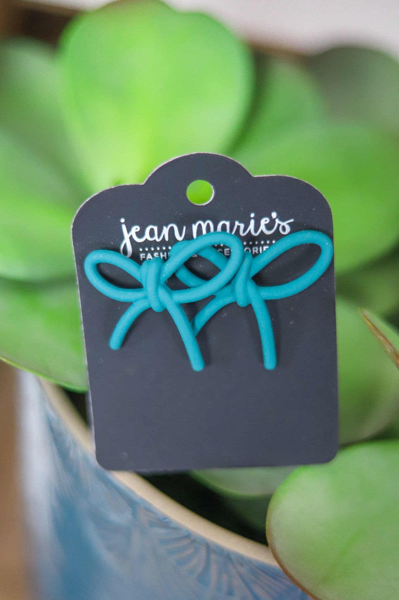 matte blue bow earring 